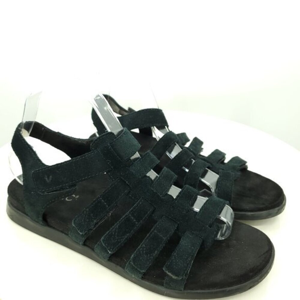 Vionic Ritta Gladiator Ankle Strap Sandals 9 Black Suede